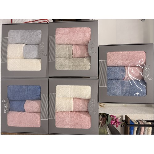 KISMİ KADİFE HAMAM TAKIMI PİRAMİT DESEN %100 PAMUK 50-90 2 ADET+90-150 2 ADET